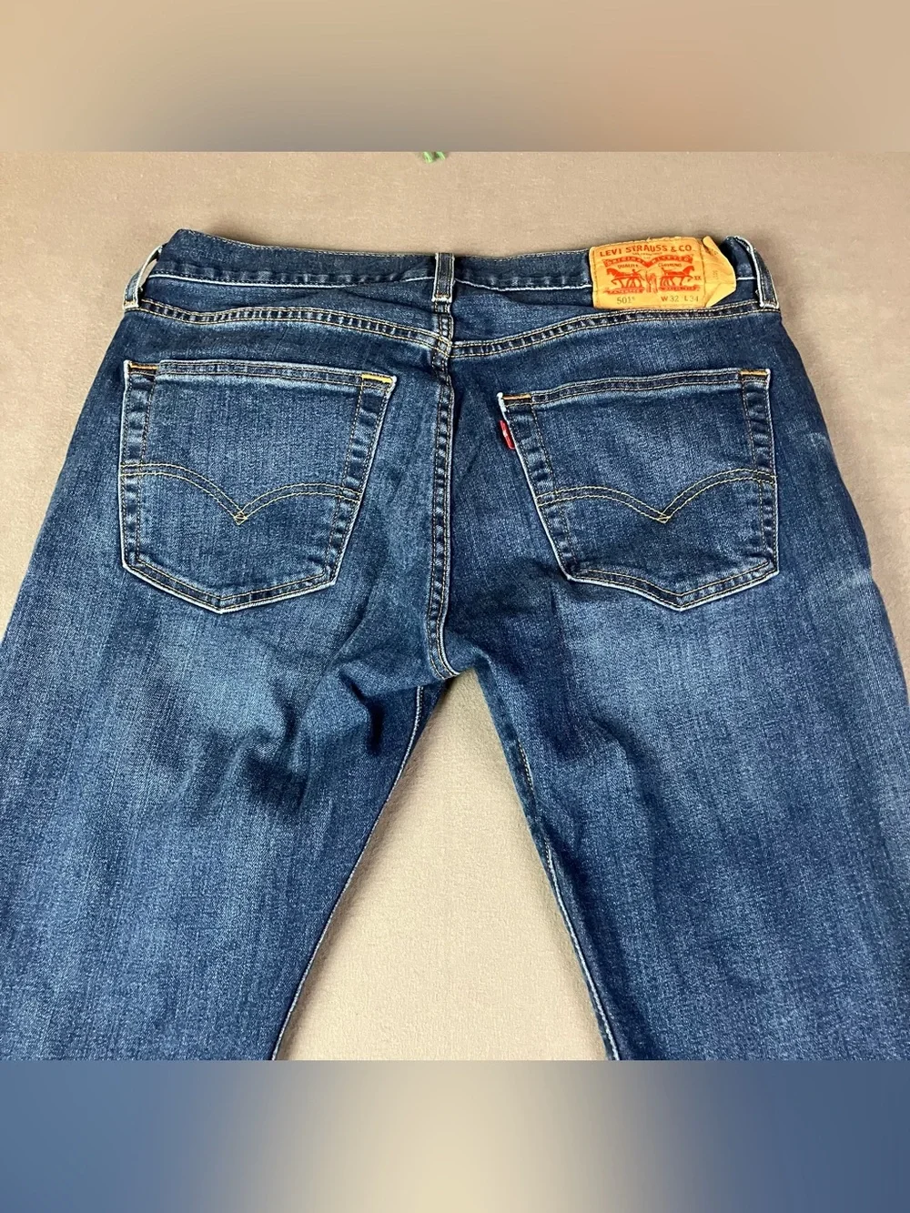 (Lot of 2) Levi's 501 Straight Leg Jeans Men’s Size 32x43 Blue Denim Light Dark.